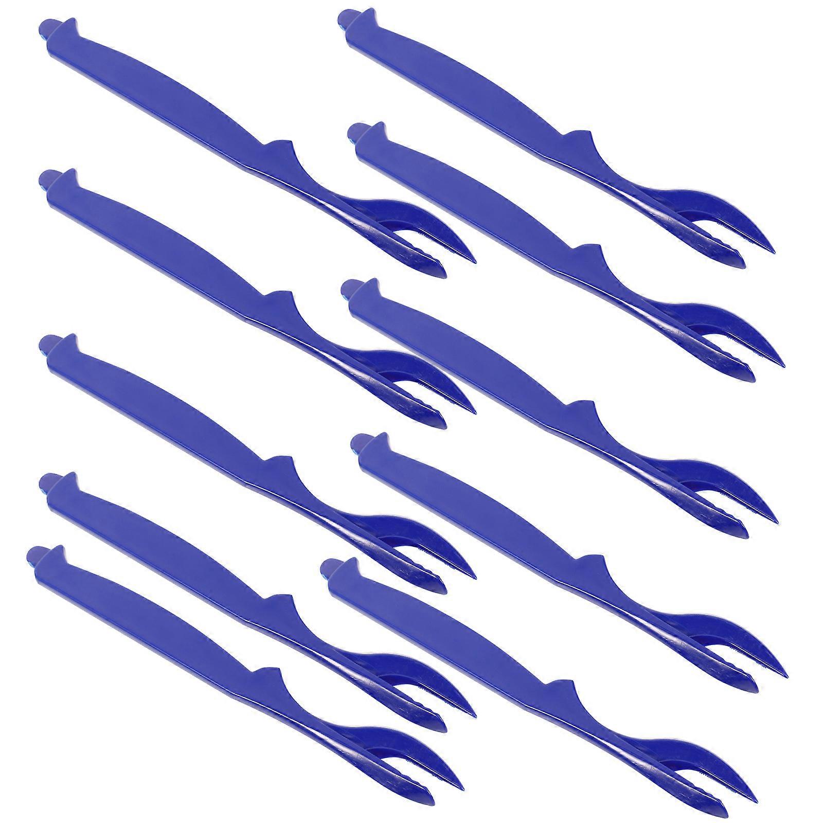 Crab Fork Plastic Seafood Fork Tool for Shell Peeling 10Pcs Blue Set