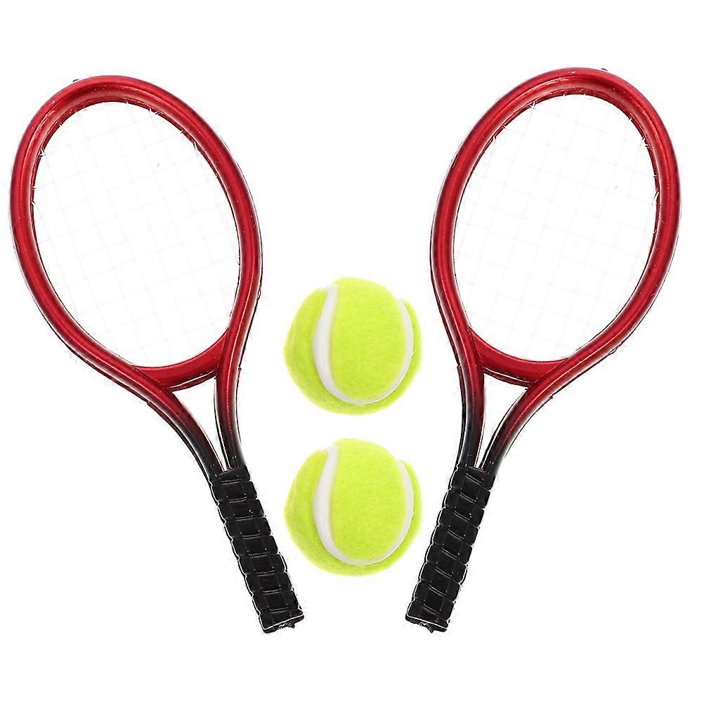 Assorted Color Mini Tennis Racket for Dollhouse Play 2Sets Included
