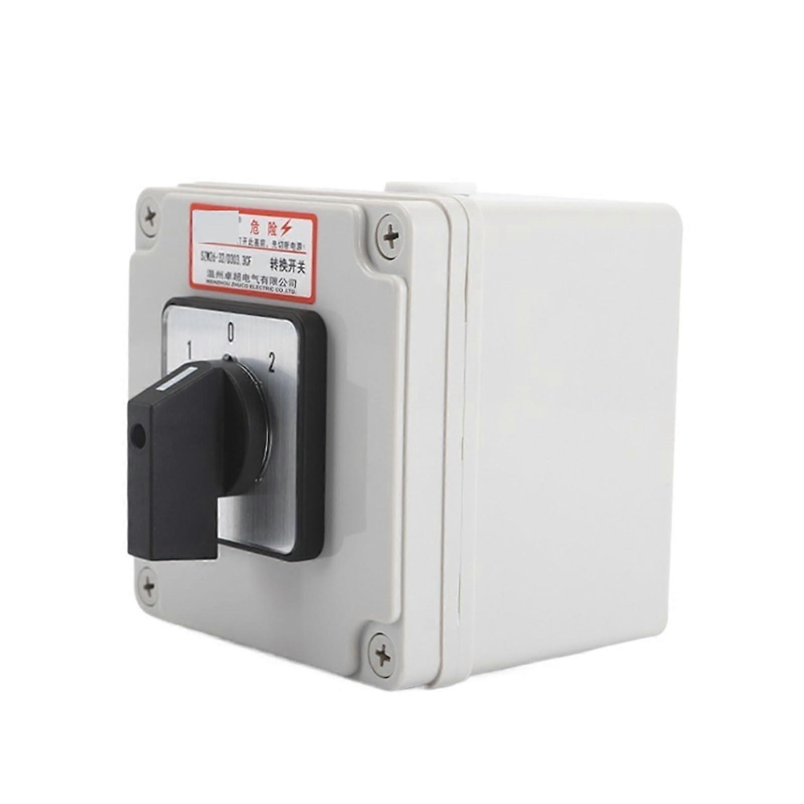 Rotary Cam Switch 32A 3 Position 3 Phase Panel Mount Changeover Knob with Enclosure D303.3CF