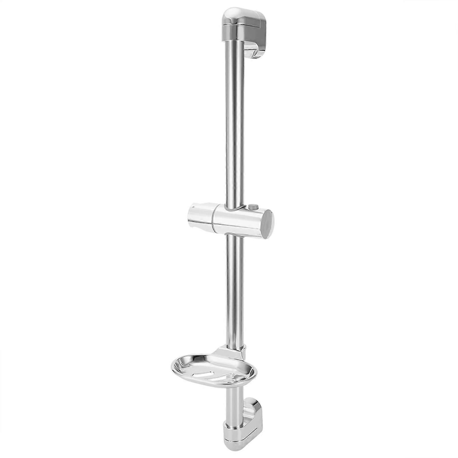 Stainless Steel Shower Slide Bar with 360° Adjustable Shower Head Holder and Soap Rack