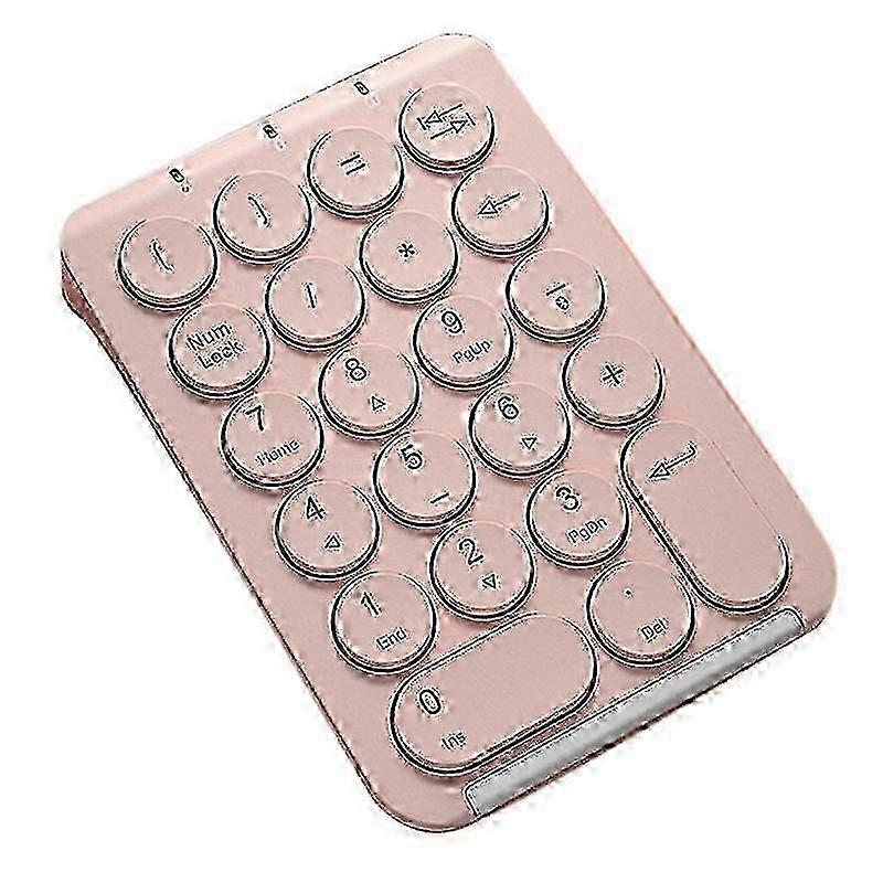 ​Wireless Bluetooth Number Pad 22 Keys Rechargeable Numeric Keypad Round Keycaps Pink