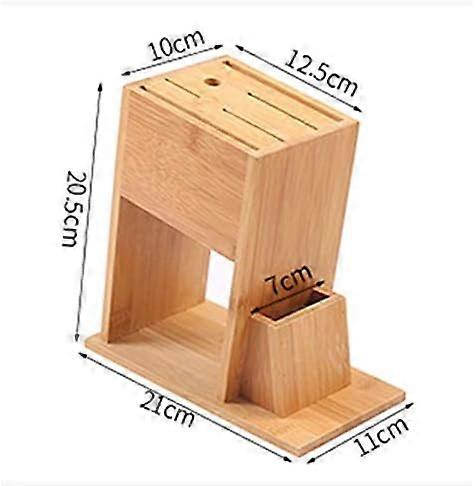 Bamboo Kitchen Knife Block with Angled Slots, Paring Knife and NonSlip Base