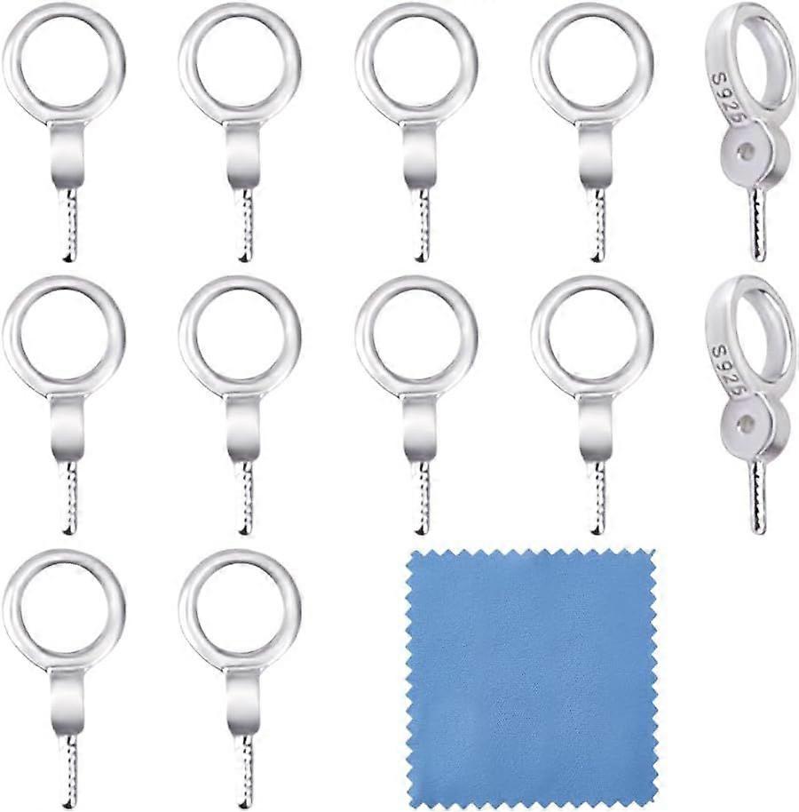 12 Pcs 925 Sterling Silver Eye Pin Peg Bail Cup Peg Bail Pin with Bail Eye Pin Bails Dangle Cap Bails Clasp Connector for Half Drilled Beads Jewelry M