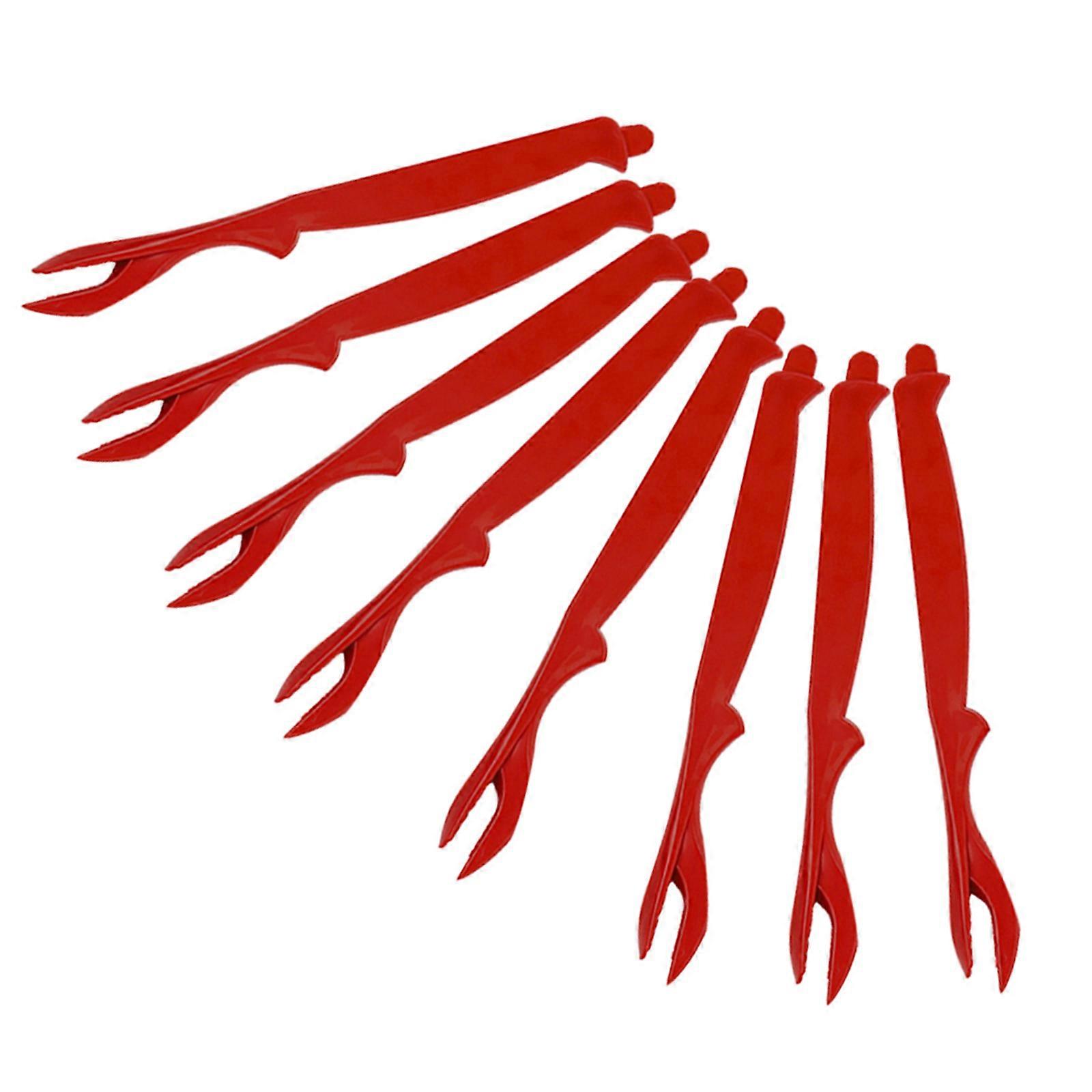 Red Plastic Crab Leg Tools for Eating Use 8Pcs Multifunction Seafood Picks