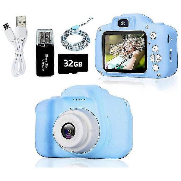 Smart Mini Camera Children's Camera 1080p Hd Digital Camera Screen With 32gb Card Blue