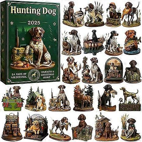 Dog Advent Calendar 2025 with Hunting Hound Acrylic Christmas Ornaments for Holiday Countdown