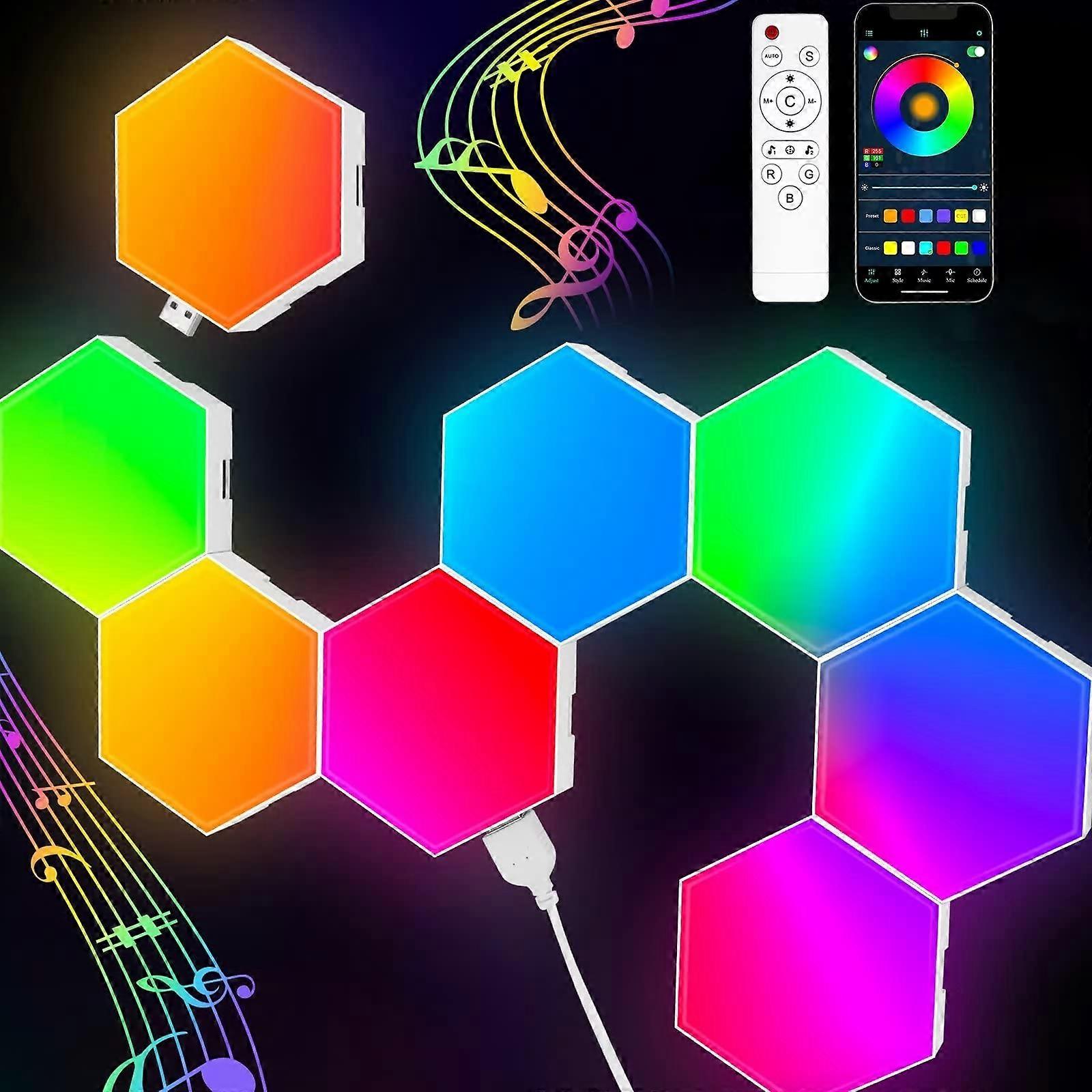 LED Wall Panels RGB Gaming Lights 8 Pack with Music Sync, Smart App Control, Modular Hex Design