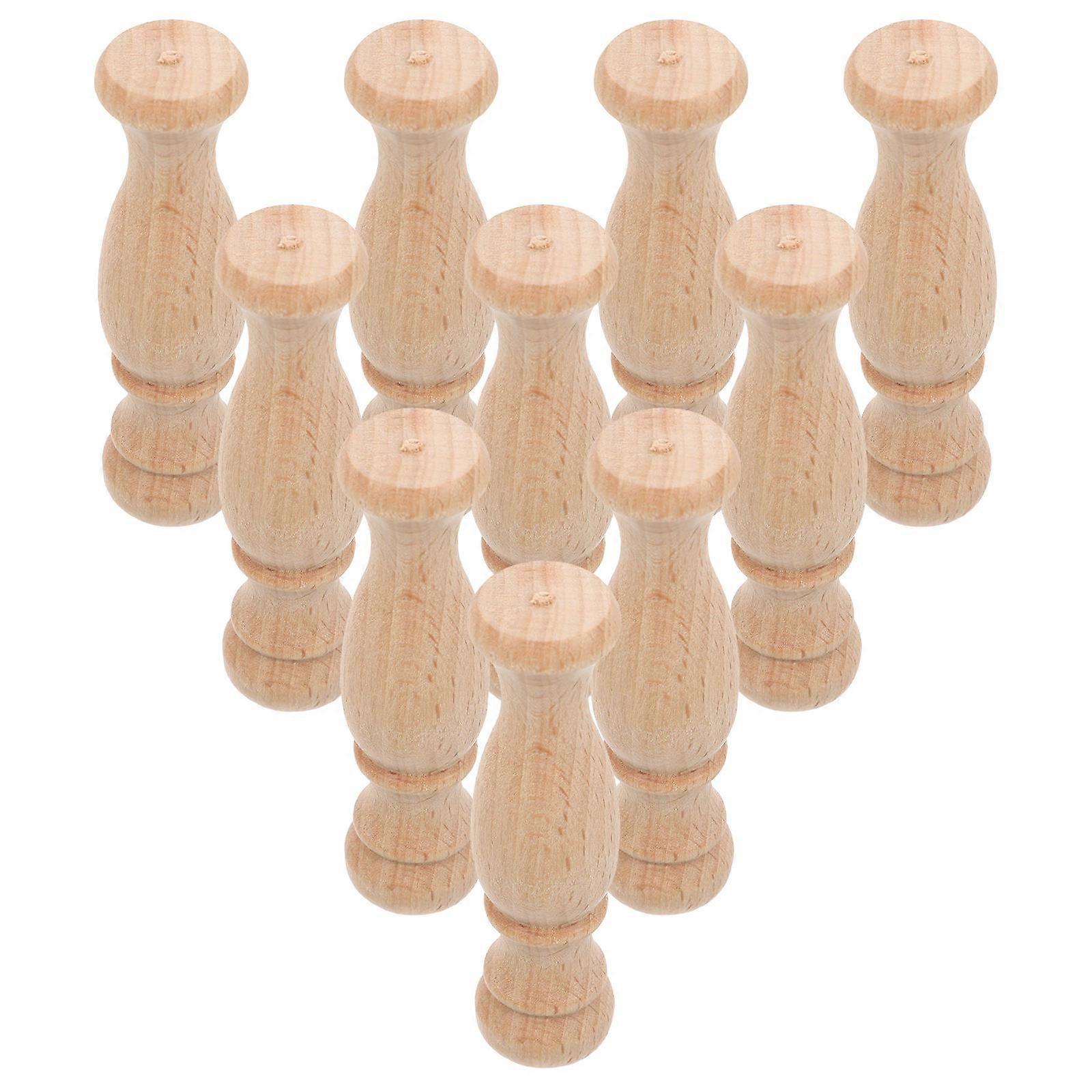 Solid Wood Khaki Baluster for DIY Crafts 10Pcs Staircase Spindles