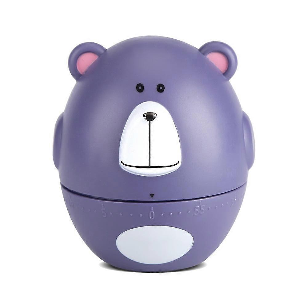 Kitchen Timer - Cartoon Mechanical Kitchen Timer for Cooking Baking 55 Minutes(Bear-Purple)