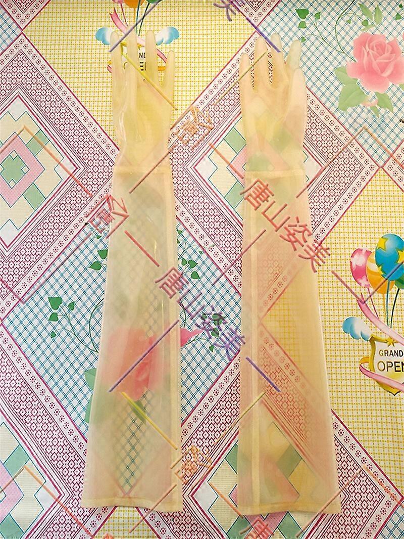 7231 Transparent Latex Long gloves handmade latex opera latex long gloves 0.4mm