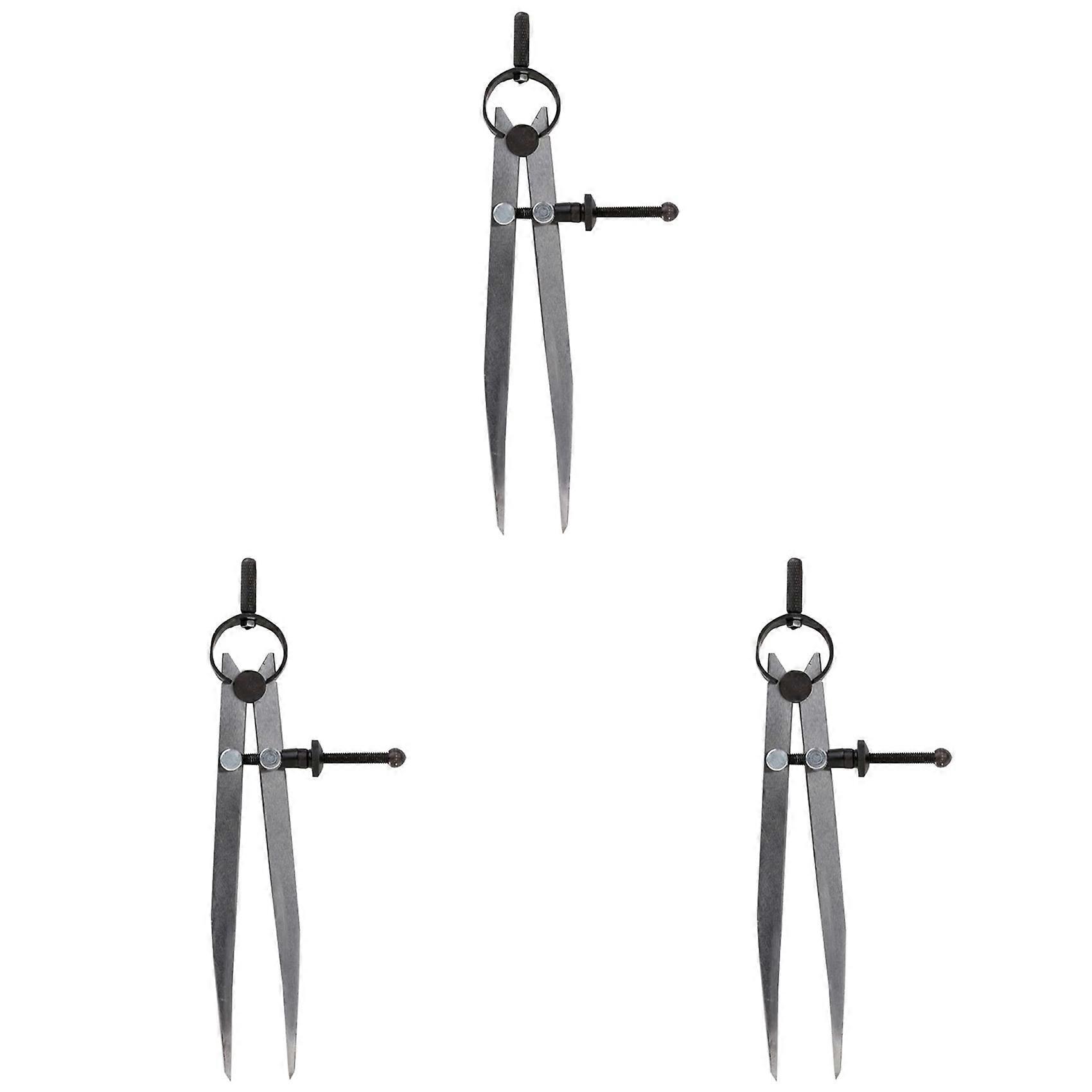 3pcs 6 Inch Adjustable Lockable Steel Divider Wing Leather Compass