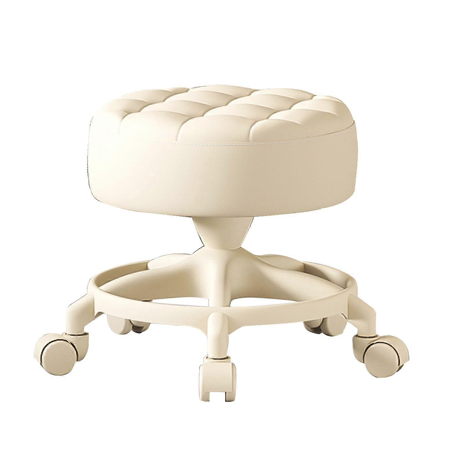 Rolling Stool with 360 Swivel Wheels, Memory Foam Seat, LowHeight Ergonomic Design Beige