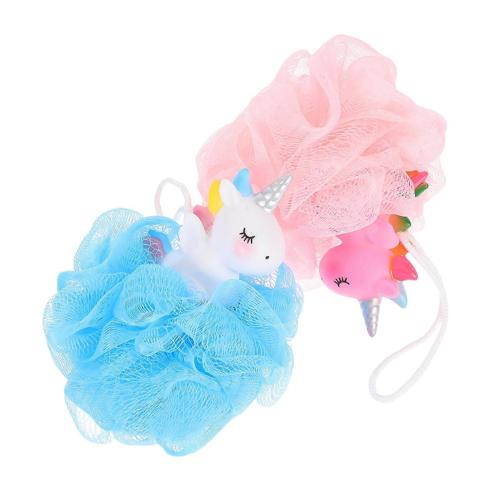 Home Use Bathing Scrubbers for Shower 2Pcs Pink Exfoliating Bath Balls