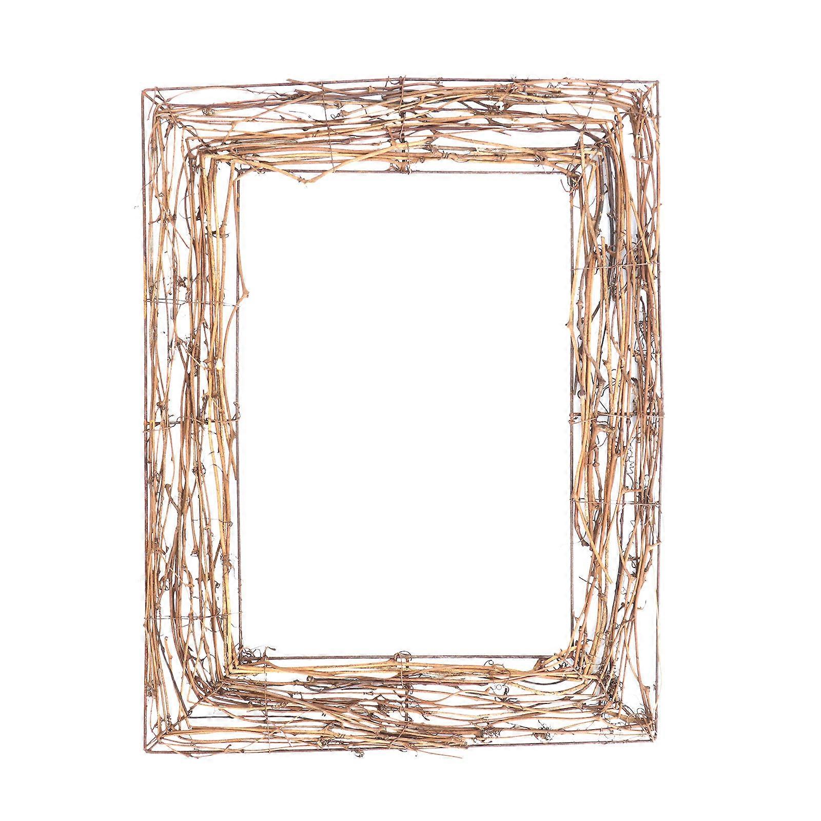 Christmas Decoration Natural Rattan Wreath Base Square 2Pcs Set