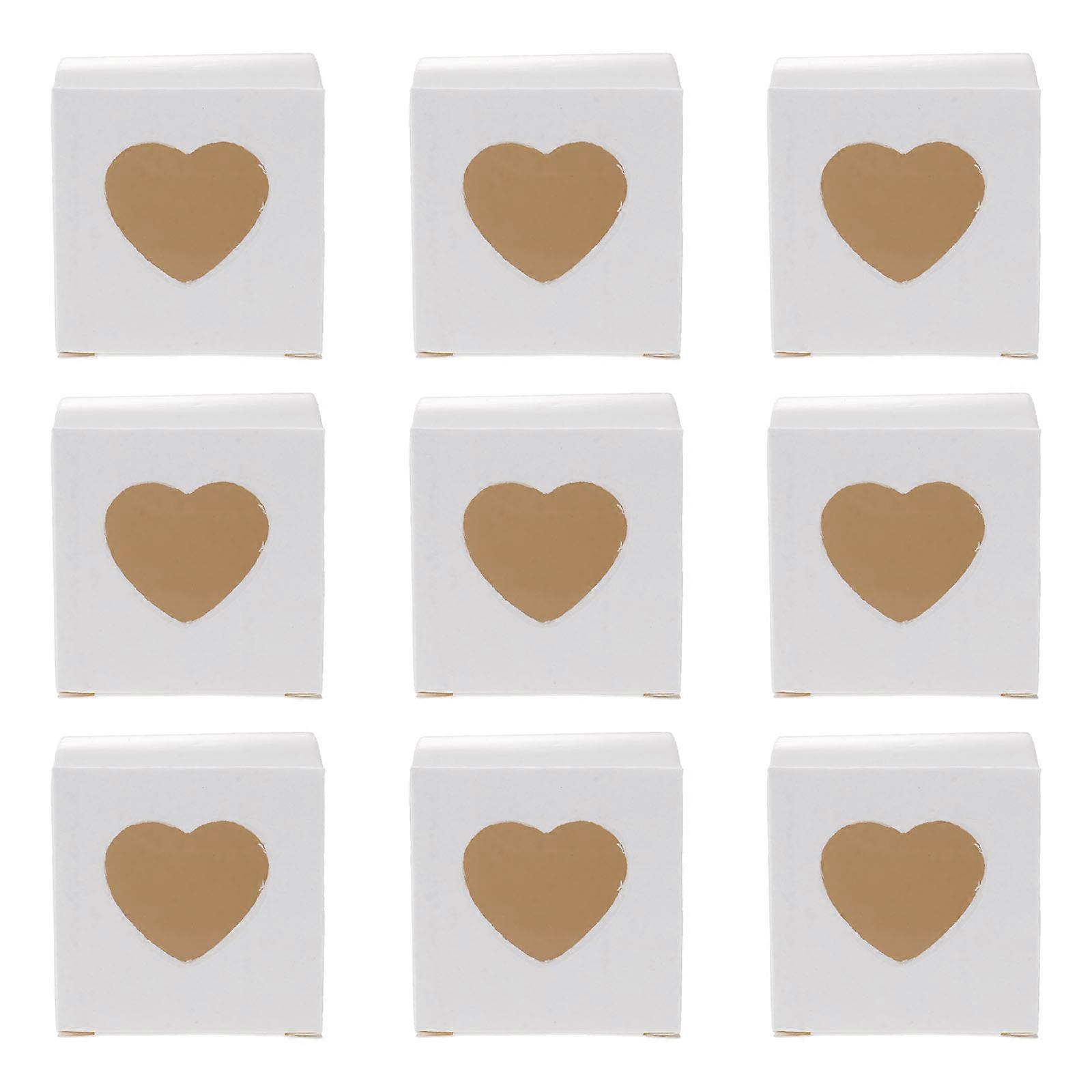 Candy Boxes Square Kraft Paper Heart-Shaped Window for 50Pcs Packaging
