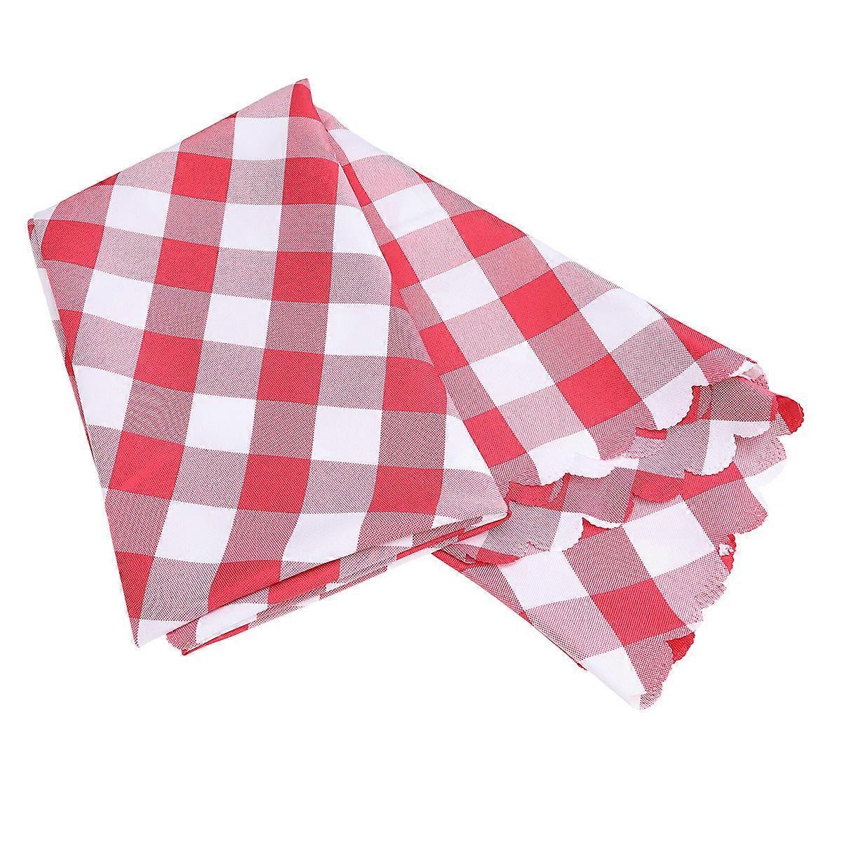Table Cloths Round Polyester Modern Design for Holiday Entertaining Everyday Use Red Checkered 1.6m Protective 1Pack