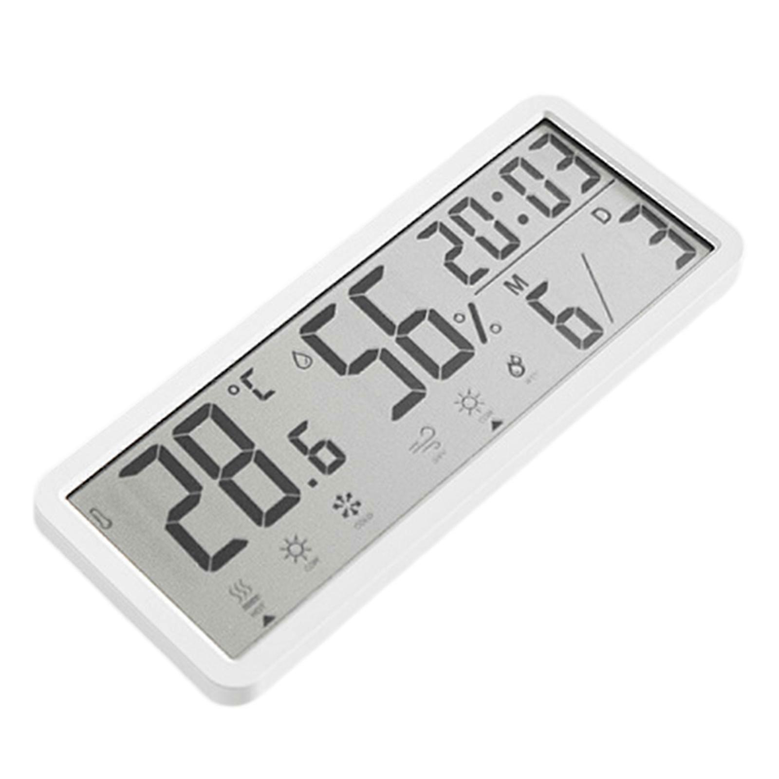 Stylish Table Digital Clock with Multiple Function Temperature Humidities LCD Display Wall Desk Clock for Home or Office  White