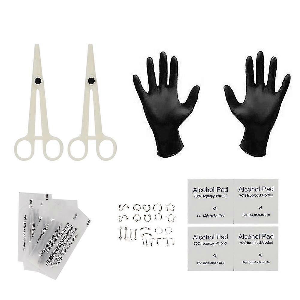 nese stud piercing nese ring engangs mage kroppssmykker piercing verktøysett sett