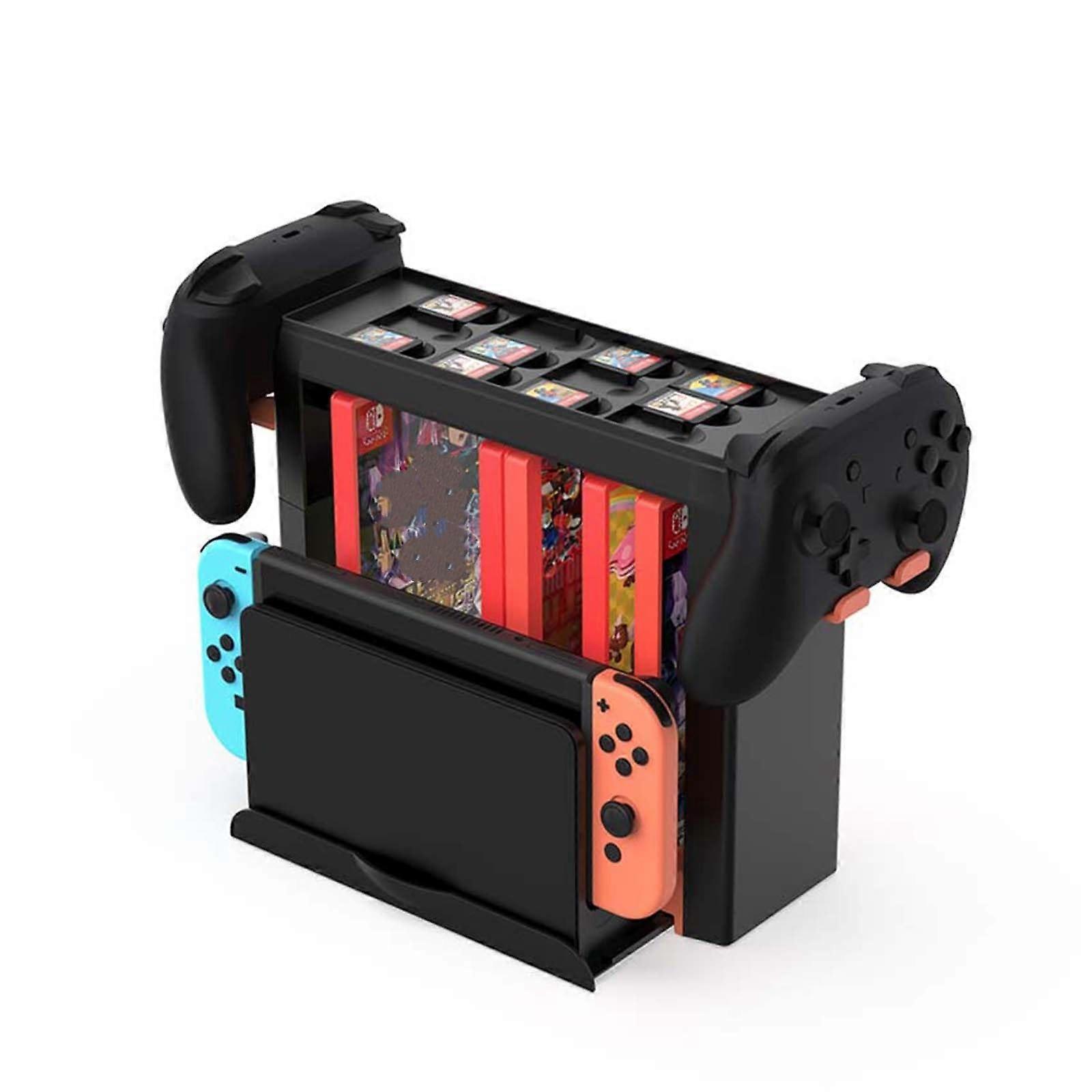 Storage Stand with Charging Dock, Game Cartridge Organizer and Controller Holder for Nintendo Switch