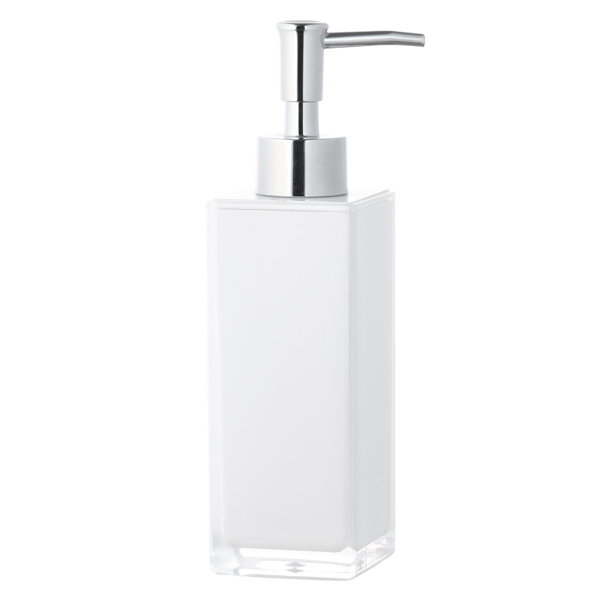 White Soap Dispenser for Bathroom and Kitchen, Refillable Acrylic Pump Bottle, Modern Design 1pc
