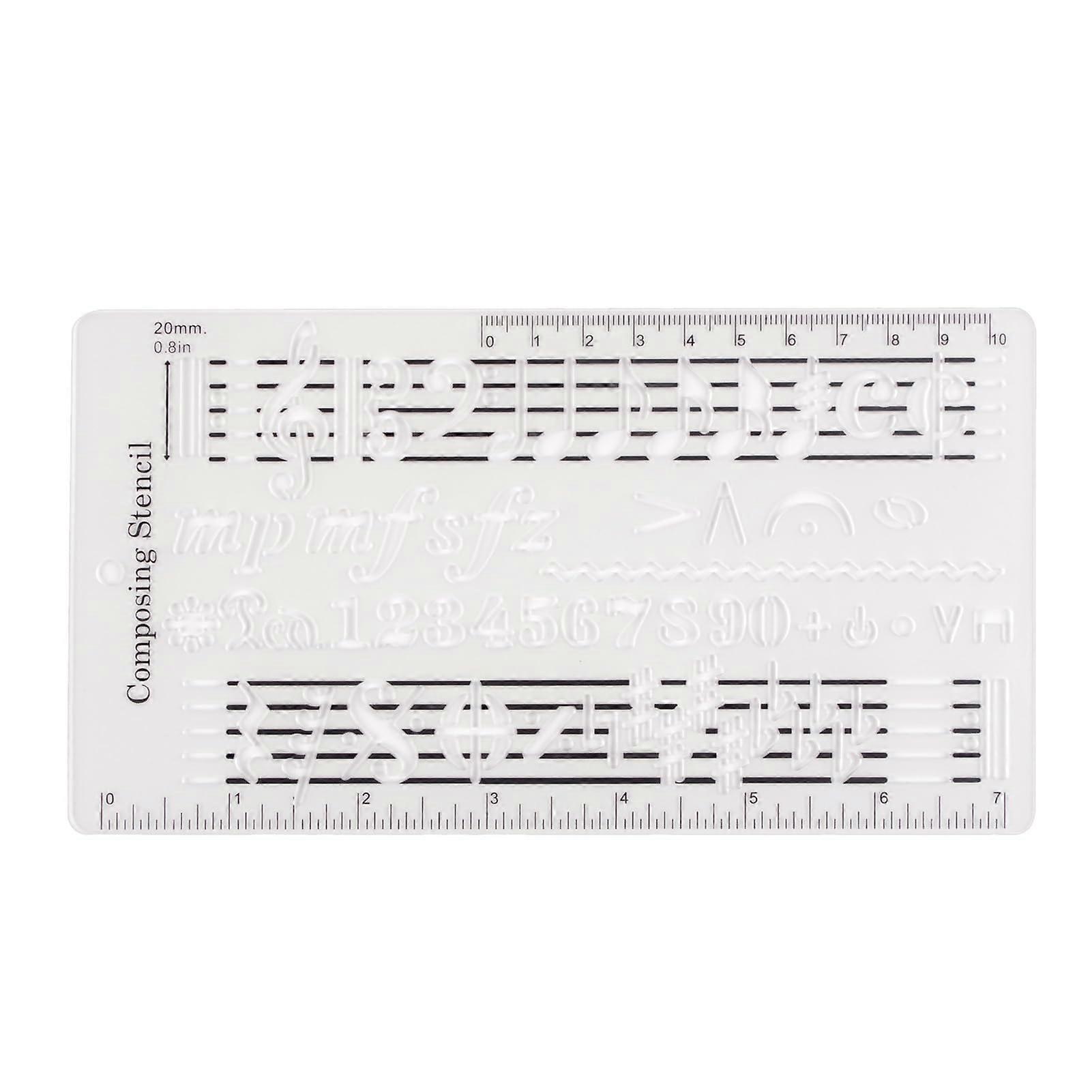 Music Notation Template Ruler with Dual Scale for Accurate Sheet Music Composition
