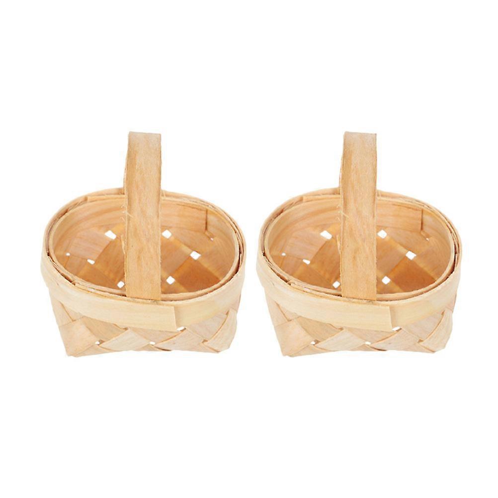 Wooden Tiny Basket Decorative Candy Basket for Storage 2Pcs