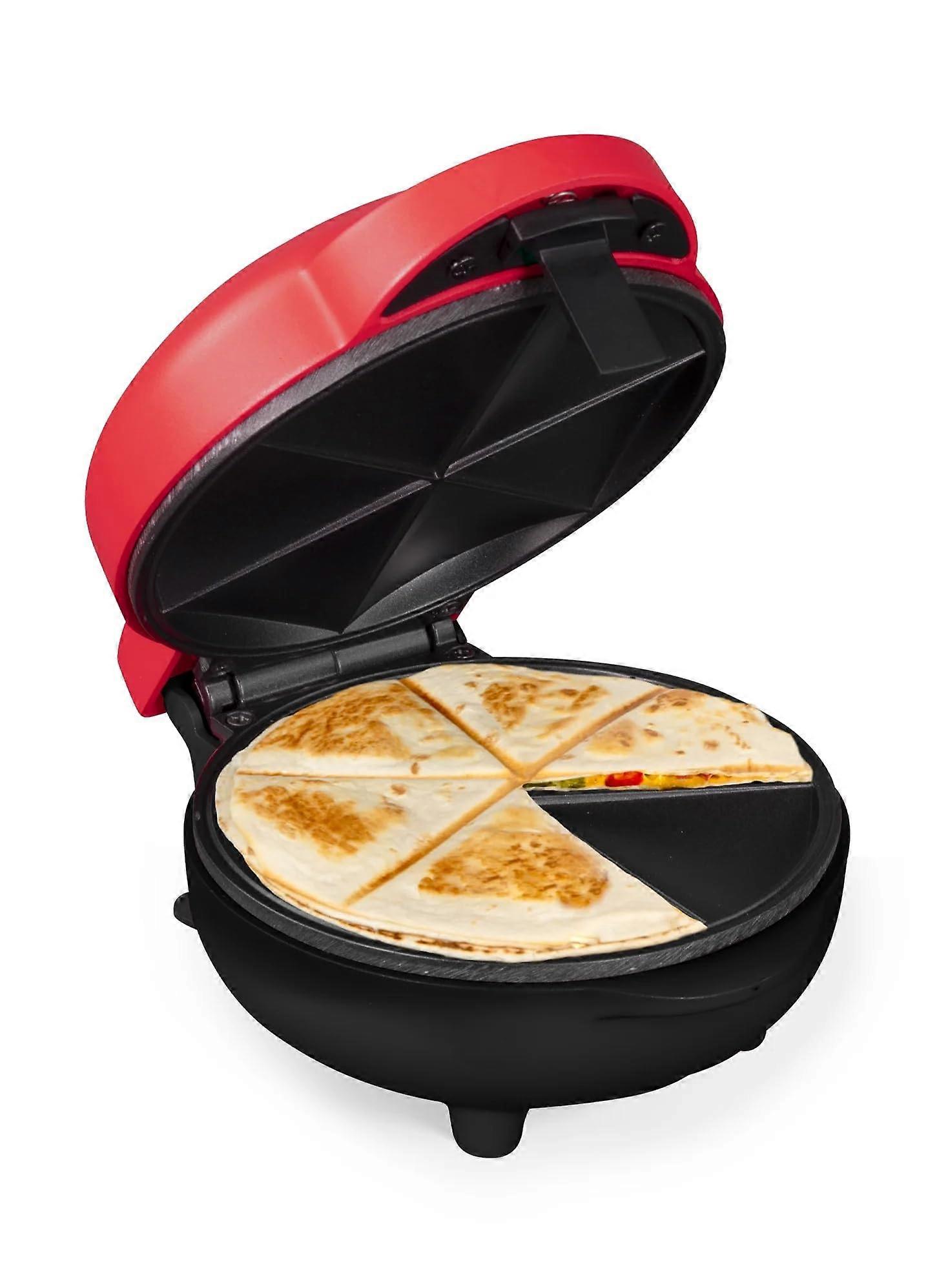 Mini Quesadilla Maker with Ceramic Nonstick, Compact 5 Inch Surface, SixWedge Design, 550W Red