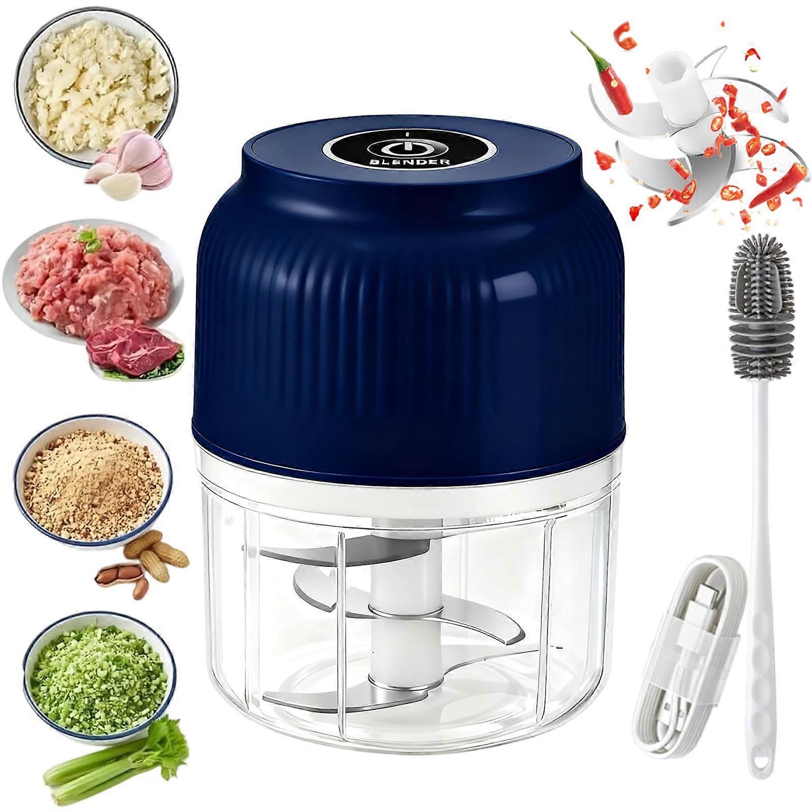 Electric Garlic Chopper 320ML Mini Food Processor with 6 Blades Cordless Rechargeable for Kitchen