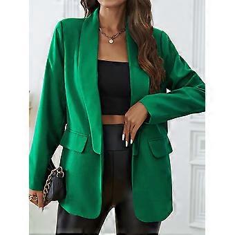 Damen-Blazer, langärmelig, offen, mit Schalkragen, schmal geschnitten, modisch für Frühling und Herbst, Schwarz, Größe S