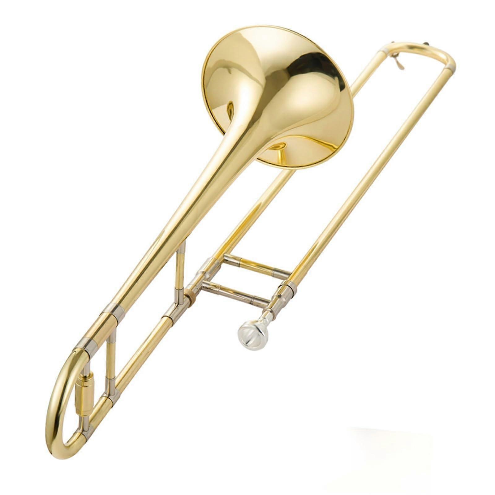 Beginner B Flat Tenor Trombone with Durable Brass Construction and Bright Expressive Tone for Adults