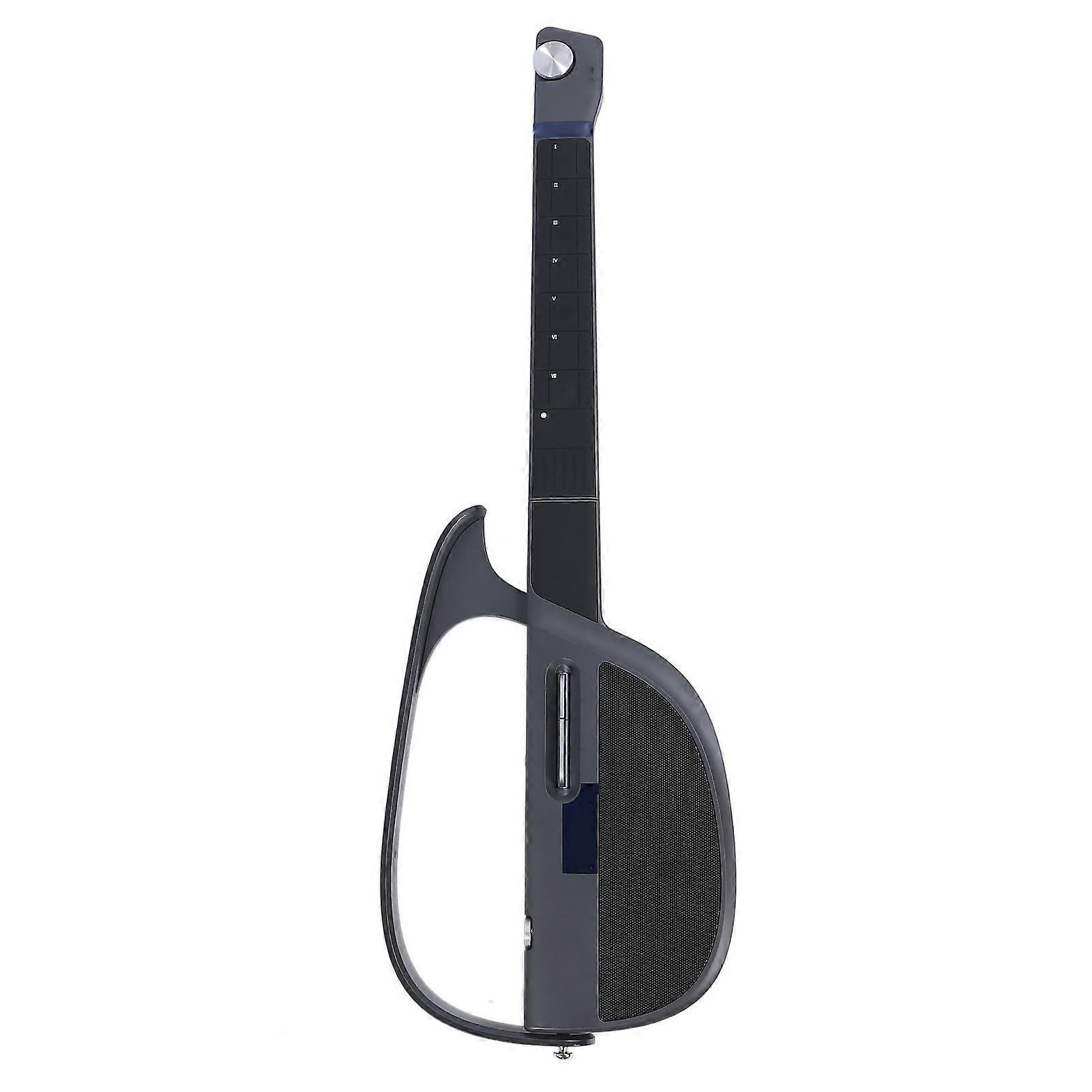 Stringless Smart Guitar with RealTime Chord Accompaniment, Foldable Travel Design, Black Grey