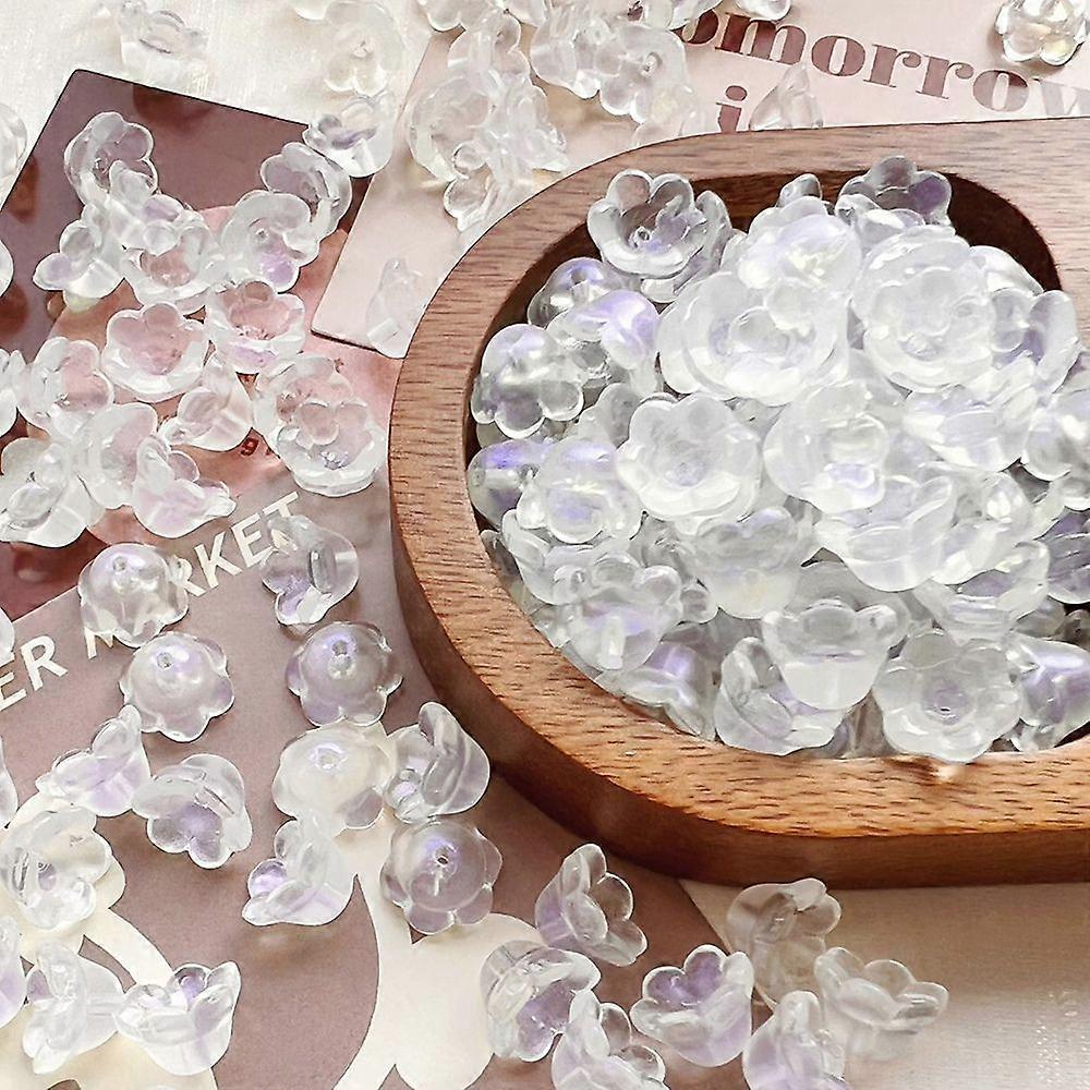 Lampwork Beads Flower White 12x8mm 30pcs/set