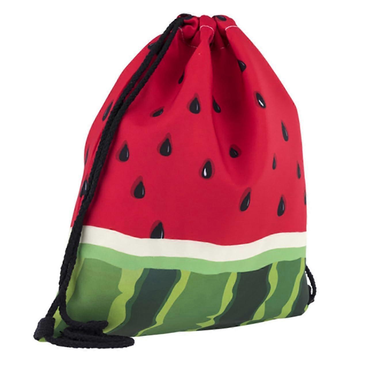 Watermelon Pattern Drawstring Backpack Large Opening Lightweight Gym Bag for School Travel Beach