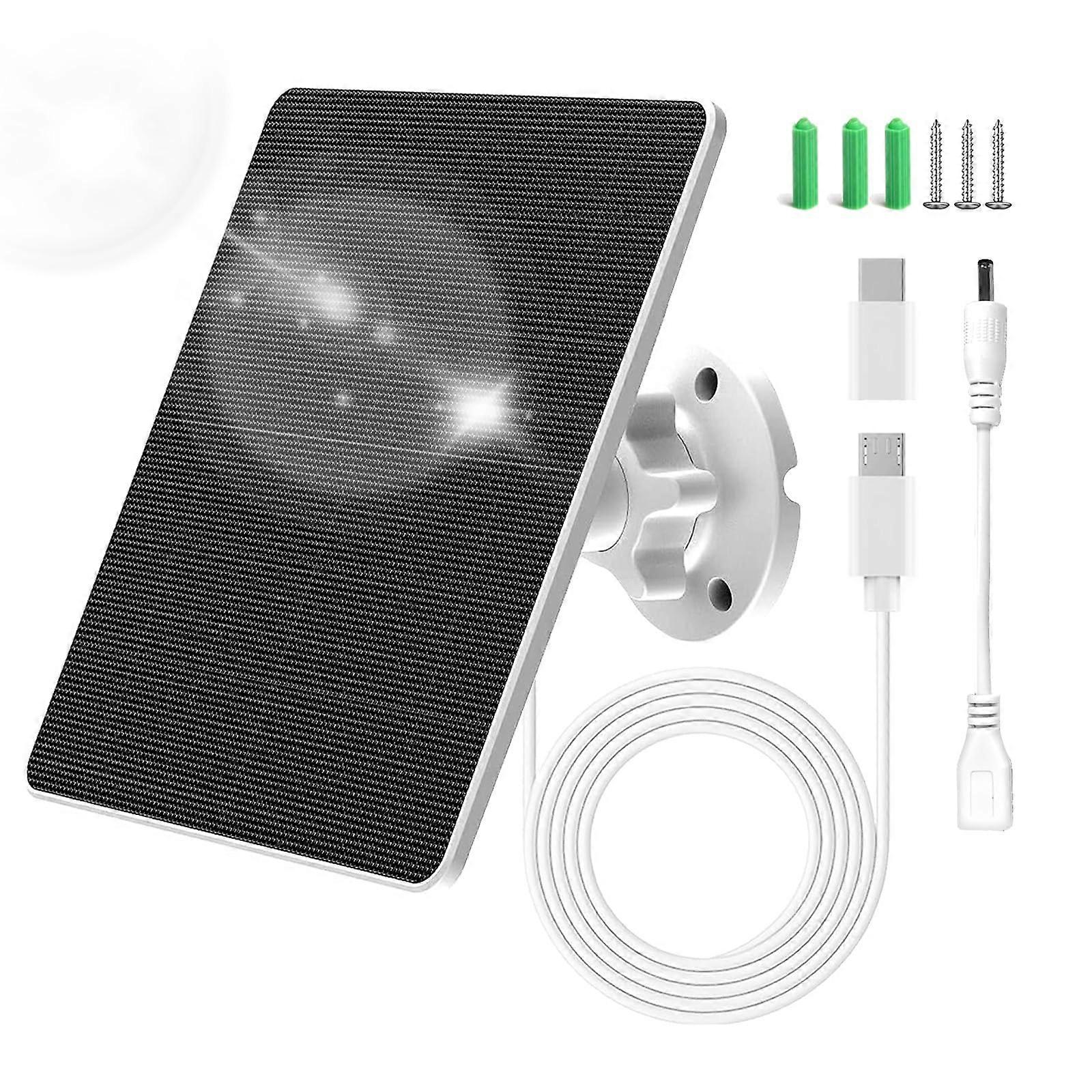 IP67 Waterproof USBC Solar Panel Charger for Ring Outdoor Camera with 10ft Cable, White