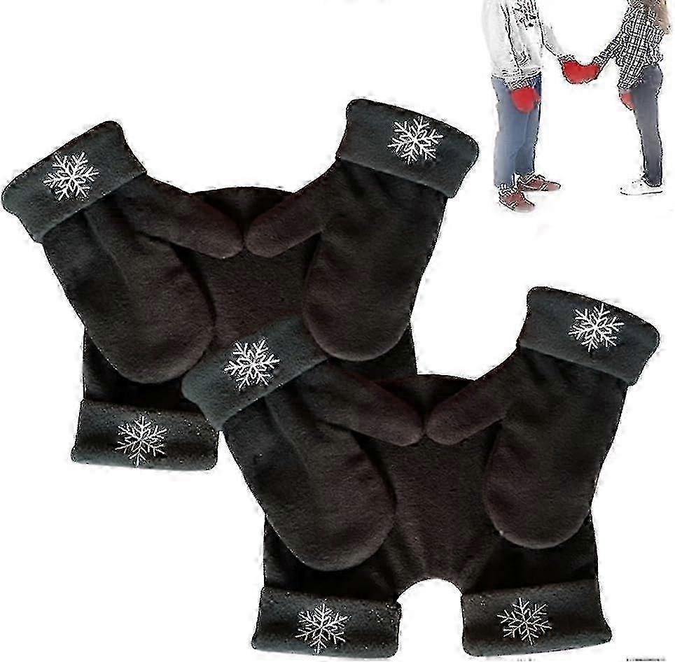 Holding Gloves for Couples, Warm Winter Hand Mittens for Two Persons