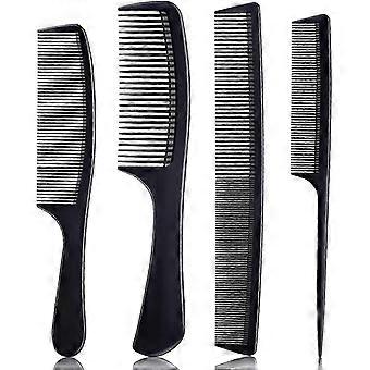 4 Pieces Premium Black Carbon Fiber Combs for Teasing and Parting Styling 25-26