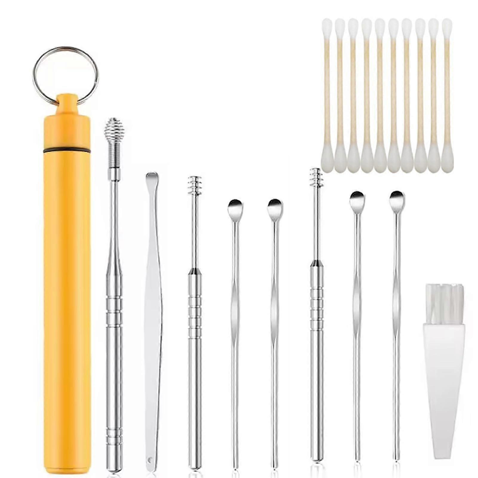 10 Pcs Earwax Removal Kit with Storage Box, Hygienic MultiTool Ear Cleaning Set, Yellow