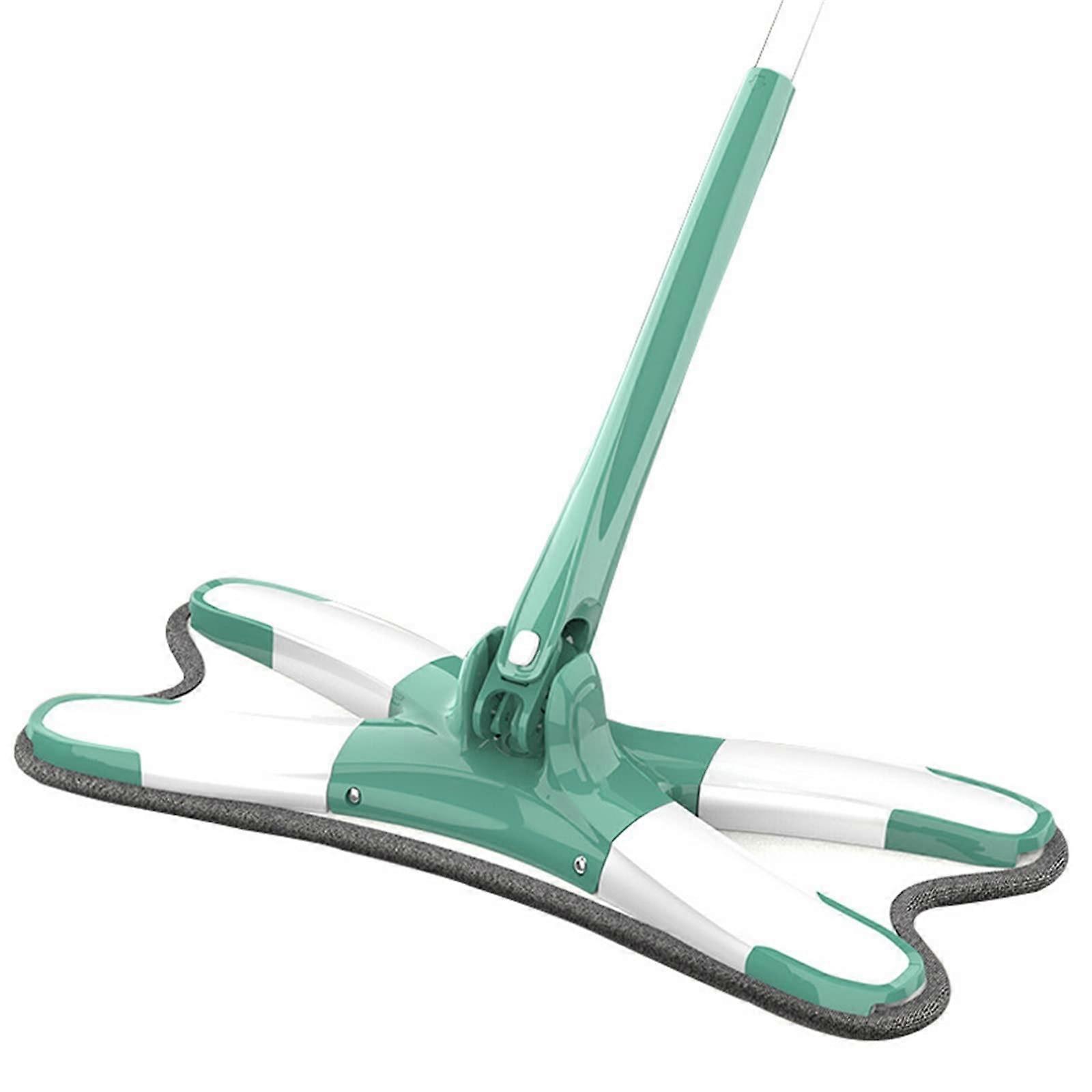 XType Flat Floor Mop with Replaceable Cloth Heads, 360° Spin Squeeze, Hands Home Cleaning, Green
