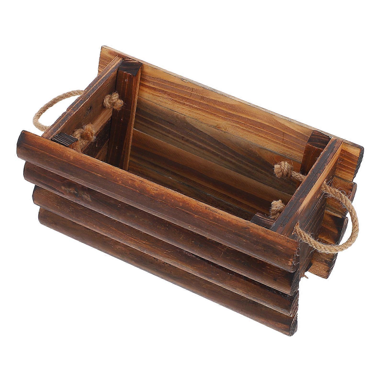 Brown Wood Multiuse Rectangular Succulent Planter Box