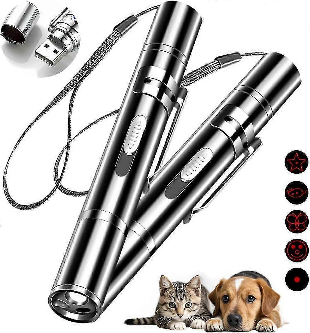 Laser Pointer Cat Toys, Cat Laser Pointer Toy with Three Light Modes, Five Adjustable Patterns, USB Portable Charging, Interactive cat Toy Multifuncti