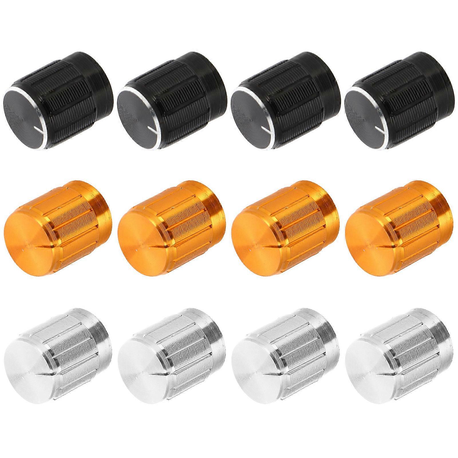 Volume Knob Replacement Rotary Potentiometer Knobs For Potentiometer 12Pcs Black Round Aluminum Alloy