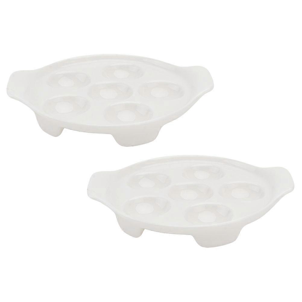 2Pcs Ceramic Baking Pan Snail Dish for Baking Use White Barbecue Plate