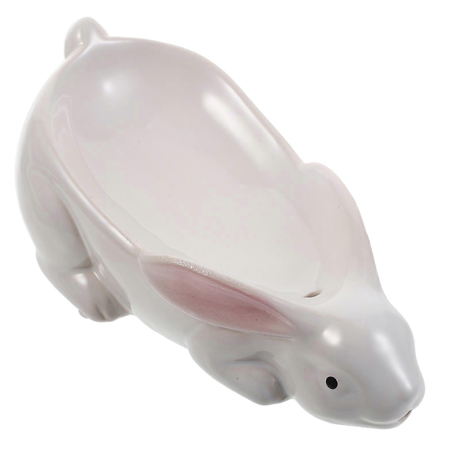 White Ceramic Soap Dish Rabbit Design for Storage 4Pcs Set