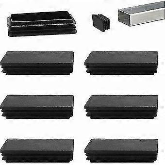 12 Stück Blindstopfen 100x50mm für Trampolinbeine, schwarze Kunststoff-Endkappen