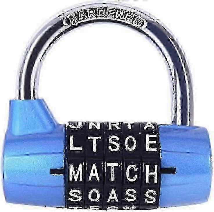 5-Letter Combination Padlock, Directional Code Lock, Word Lock with Letter Code (Blue)