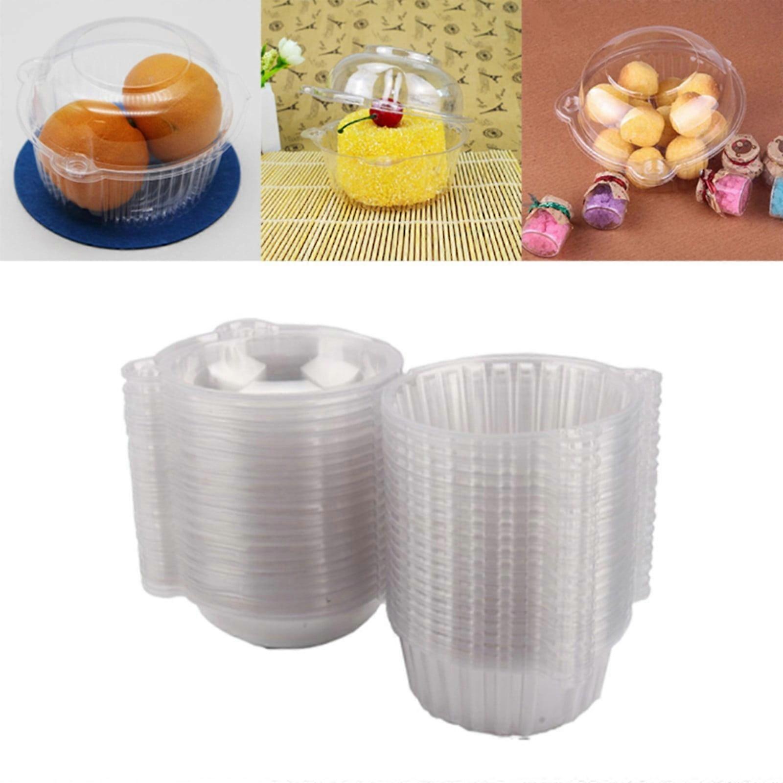 50 Pack Individual Cupcake Containers Plastic Cupcake Boxes Cupcake Holders Stackable Deep Dome Cupcake Carrier