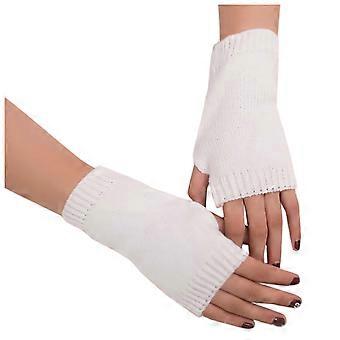 AWZXDE Vingerloze gebreide winterhandschoenen voor dames en meisjes, zachte, warme wanten voor comfort en stijl, wit, één maat