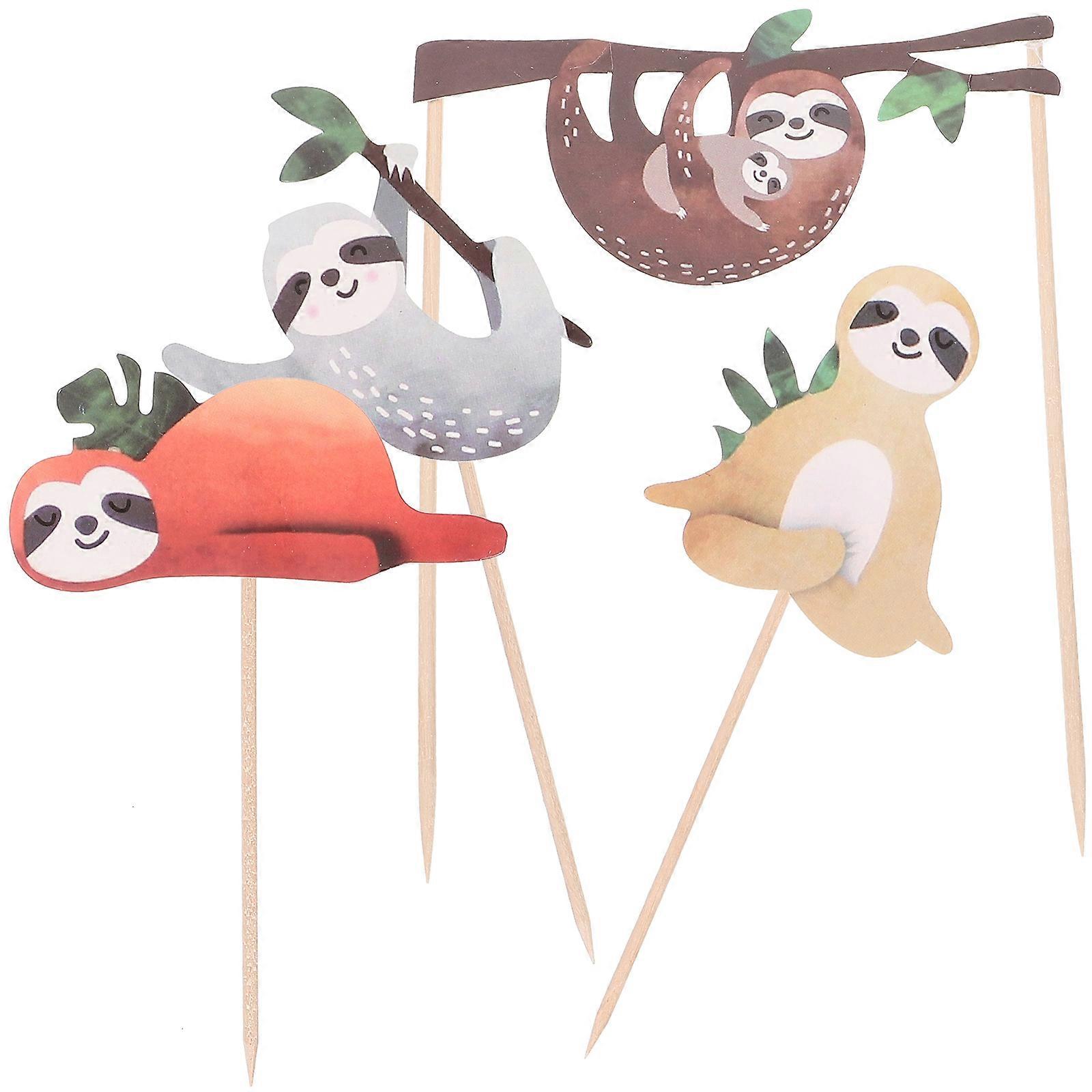Cake Decor Sloth Unique Design for Decoration 4Pcs Creative Cake Topper Set