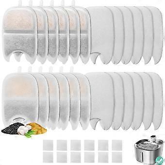 Set van 12 vervangingsfilters en sponzen voor een draadloze drinkfontein voor katten van 4 liter (135 fl oz), BFLICROY drinkfonteinfilters voor katten, drievoudige filtratie voor huisdieren