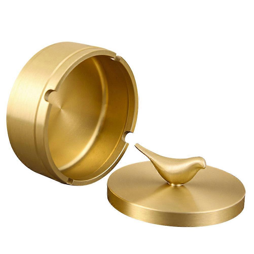 Brass Ashtray Simple Style Convenient Ashtray with Bird Pattern